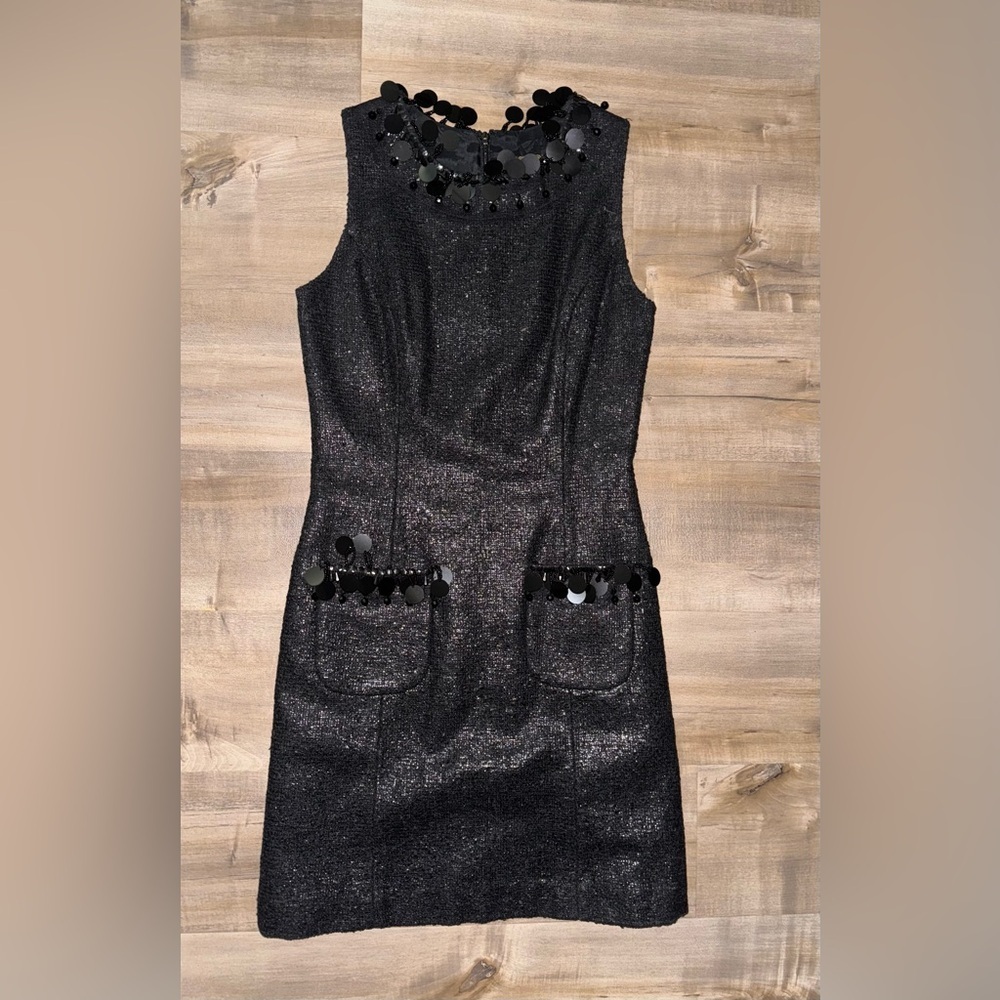 Plenty by Tracy Reese Copper Black Sleeveless Wool Blend Short Dress Beaded 2